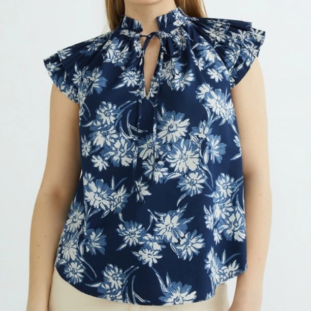 Polo Ralph Lauren Camisa de mujer con estampado floral de manga corta