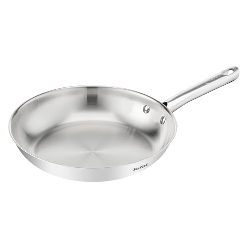 Tefal Duetto On - Sartén de 28 cm, Acero inoxidable, Cocción rápida y uniforme, Apto inducción, Mango ergonómico, 10 años de garantía, Resultados crujientes