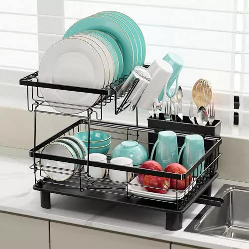 MAJALiS Escurridor de Platos para Encimera de Cocina con Drenaje
