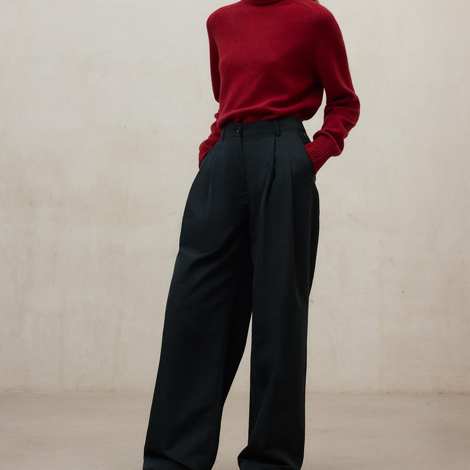 Ecoalf - Pantalones de vestir de mujer con cierre de botón y cremallera.