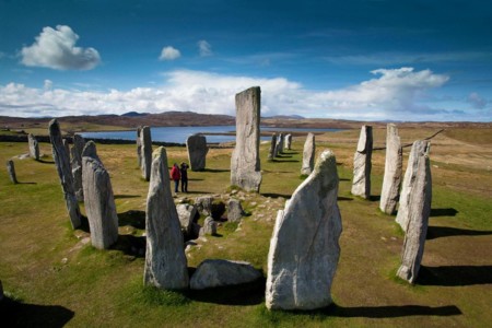 Calanais Standing Stones Couple Beautiful Day