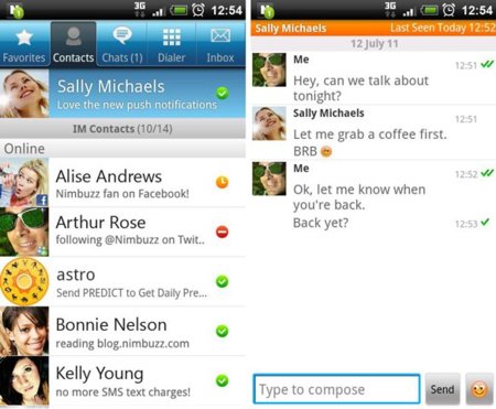 Nimbuzz añade notificaciones push a su aplicación para Android