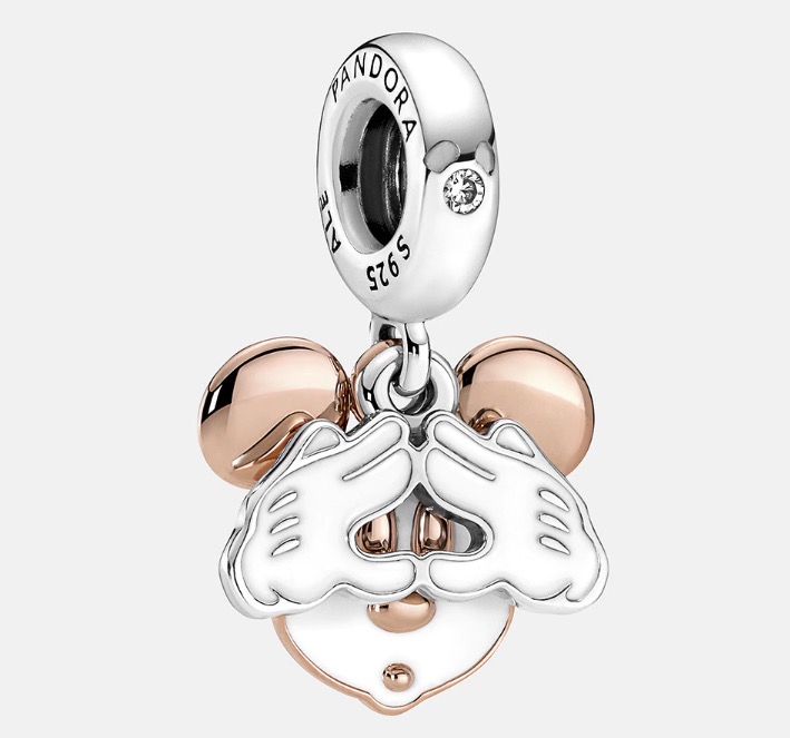Charm colgante Doble Pandora Disney de plata con esmalte