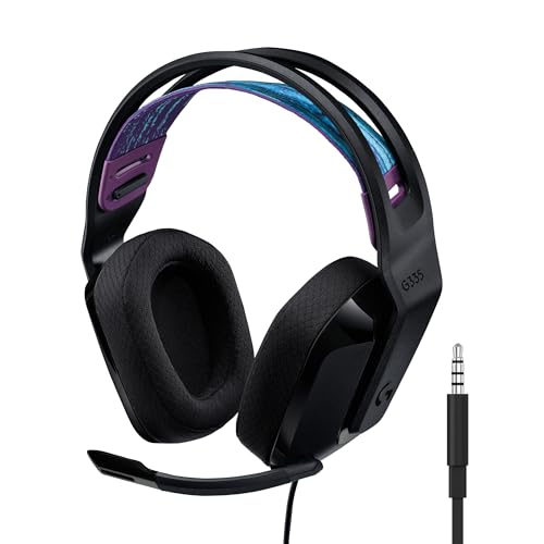 Logitech G335 Auriculares con Cable para Gaming, Micrófono Volteable, Jack de 3.5mm, Almohadillas de espuma viscoelástica, compatible con PC, PlayStation, Xbox, Nintendo Switch - Negro