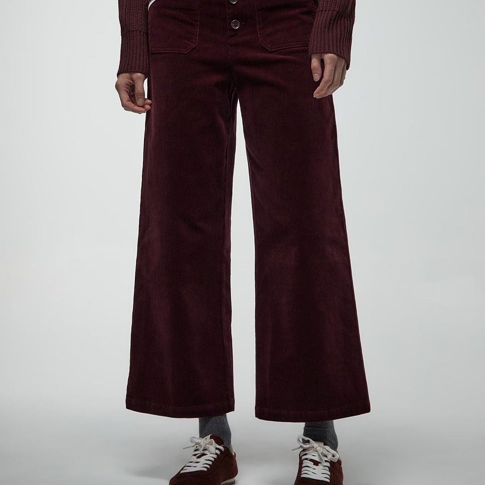 Pantalón culotte de pana burdeos en Sfera