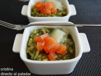 Risotto verde de espinacas. Receta