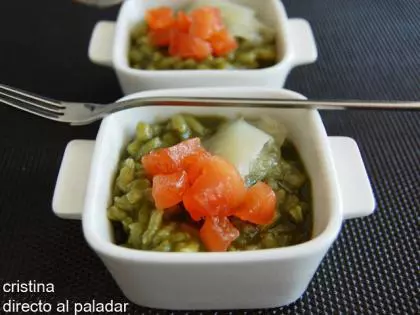 Risotto verde de espinacas. Receta
