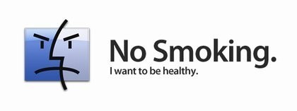 Cartel de "No fumar", con el icono del Finder