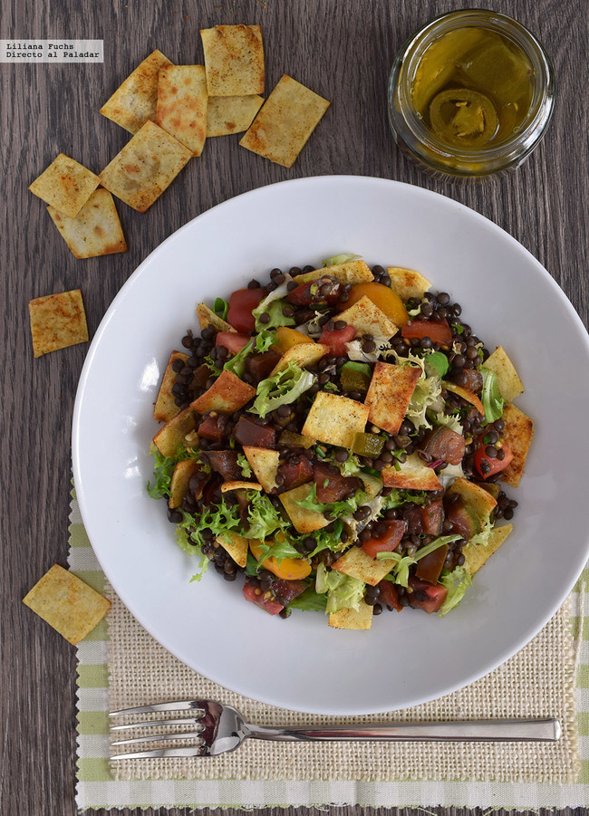 Ensalada de Lentejas Beluga y Chips