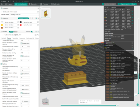 Aquí podemos ver la torre de purga, donde también hemos invertido un montón de filamento | Imagen: Xataka
