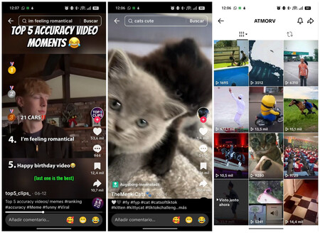 El típico "Para ti": cuentas de memes, vídeos de gatos y cuentas con cero unidades de contenido propio | Capturas: Xataka