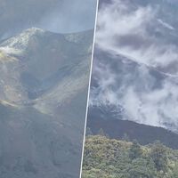 Llueve en La Palma y el agua se evapora al instante: el volcán Tajogaite se ha convertido en una inmensa plancha de vapor