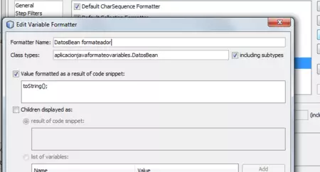 Asignando un formateador de variable y el método correspondiente