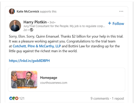 Postagem no LinkedIn