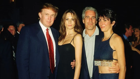 Donald Trump, Melania Trump, Jeffrey Epstein e Ghislaine Maxwell.
