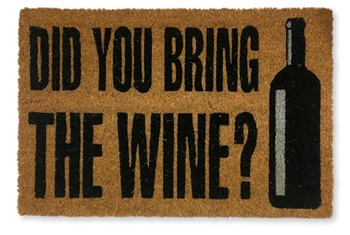 koko doormats Felpudo Entrada Casa Original de Coco Natural “Did You Bring The Wine?” 