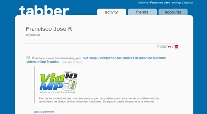 Tabber, de agenda social a servicio de lifestreaming