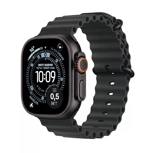 Apple Watch Ultra 3 GPS + Cellular, Reloj prémium para Running y Multideporte con Caja de Titanio Resistente de 49 mm y Correa Ocean Negra. Monitores avanzados de Salud
