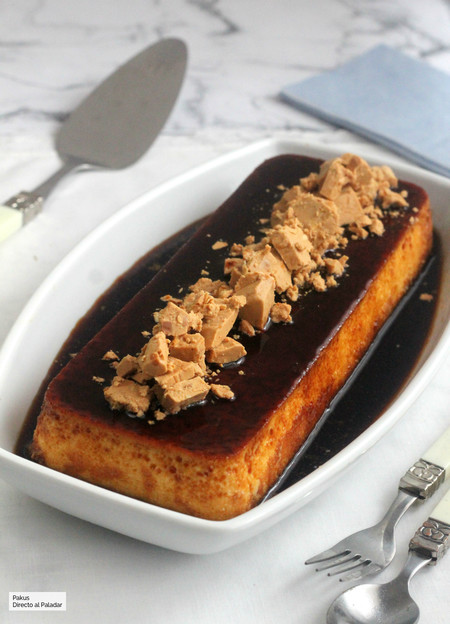Flan de turrón. Receta de aprovechamiento