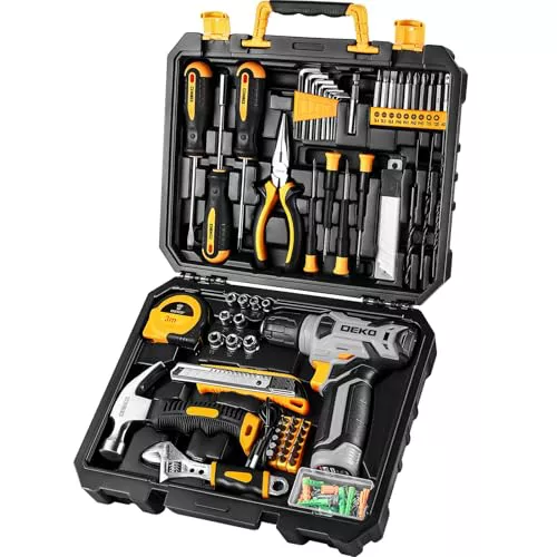 DEKO Caja Herramientas Completa con Destornillador Electrico/Taladro
