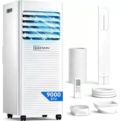 LEENON 9000 BTU Aire Acondicionado Portátil 4 en 1 Climatizador Portatil Deshumidificador Ventilación, Modo Sueño, Control Remoto, Temporizador 24H, Incluye Kit Ventana, Ar Condicionado Hasta 35m²