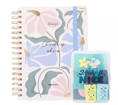 Lote de Mr.Wonderful - Agenda Office 2025-26 Diaria + Mr. Wonderful - Kit para Decorar tu Agenda 2025 - Make it nice