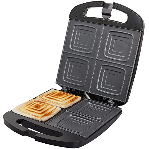 Jata SW546 Sandwichera con Placas Antiadherentes, 4 sándwiches enteros XXL, Sellado perfecto, Tostado rápido y uniforme, 1500 W, Fácil limpieza, Almacenaje vertical