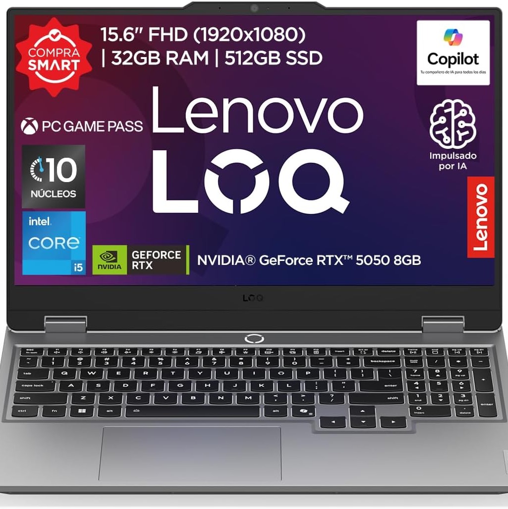 Lenovo Laptop Gamer LOQ RTX 5050 | 15.6" FHD Intel Core i5 | 32GB RAM 512GB SSD | Windows 11 Home