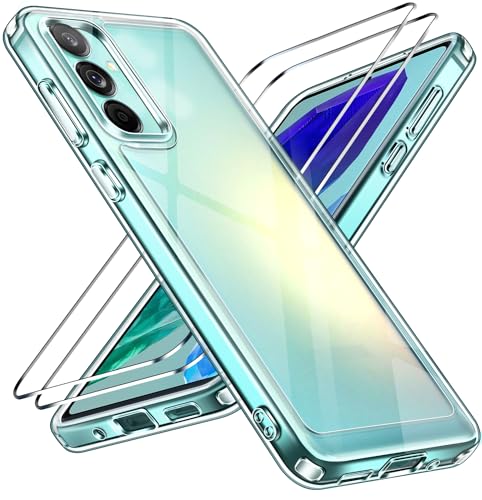 ivoler Anti-Amarillo Clara Funda para Samsung Galaxy M55 5G con 2 Piezas Cristal Templado
