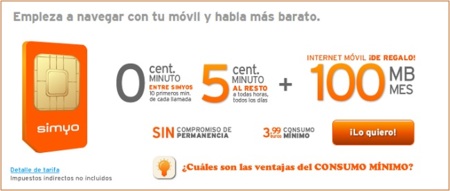 Simyo mejora su tarifa del 0/6 bajando el precio de las llamadas y doblando el bono de datos