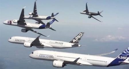 Así es la sesión fotográfica más espectacular: cinco gigantescos Airbus A350 juntos y en perfecta formación