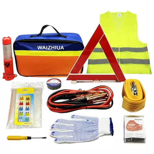 WAIZHIUA Kit de herramientas de emergencia para coche, 12 piezas, kit de seguridad para coche, martillo de seguridad para coche, bolsa de almacenamiento