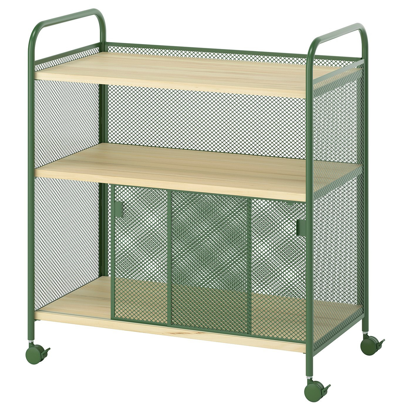 NÅLMAKARE - Armario con ruedas, verde oscuro/metal, 79x44x88 cm