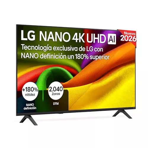 LG 50NU850B6LA - Smart TV Nano 4K UHD NU80 50 Pulgadas, Sin Reflejos al 94%, webOS 26 AI Copilot, Procesador Inteligente α7 AI Processor 4K Gen9, HDR10, 4K Super Upscaling, Dolby Digital Plus (50")