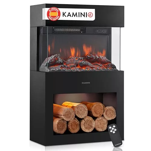 KAMINIO® Henri Chimenea eléctrica con Calefactor Negro [Estufa Decorativa]
