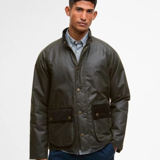 Chaqueta Barbour Cordhill de hombre encerada con cuello alto 
