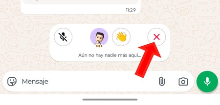 Para cerrar el chat de audio hay que volver al chat donde se abrió y pulsar en la «X»