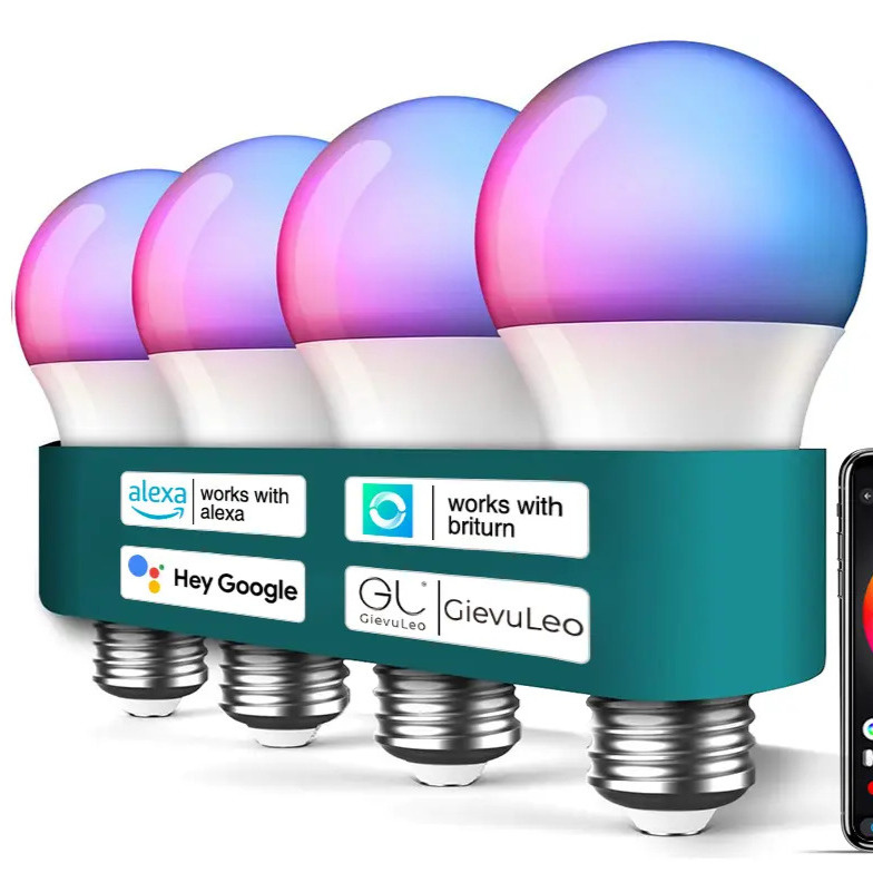 GIEVULEO 4 Focos Wifi Inteligente Rgb Alexa Google Siri Briturn APP