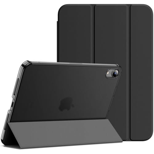 JETech Funda para iPad Mini (A17 Pro, 2024 Modelo, 7.ª Generación) / Mini 6 (2021 Modelo, 6.ª Generación), Soporte Delgado con Respaldo Rígido Carcasa con Auto-Sueño/Estela (Negro)