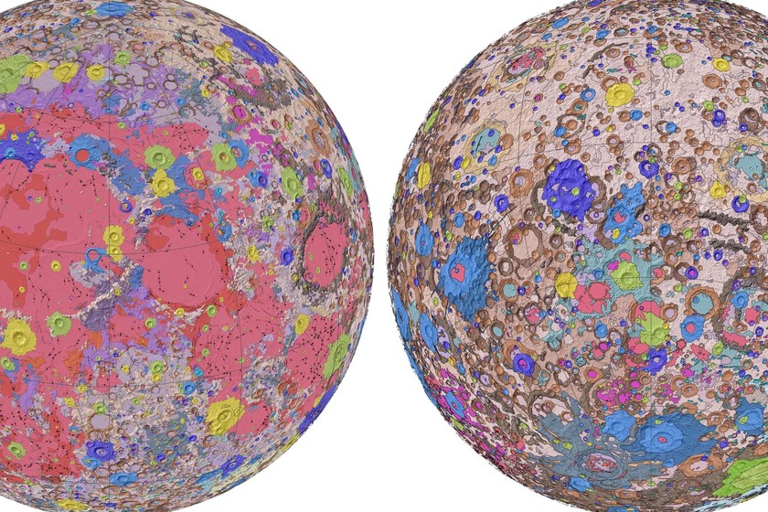 Este colorido mapa es el plano más detallado que tenemos de la geología de la Luna