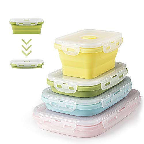 Virklyee 4 PCS Recipientes de Silicona Plegable 