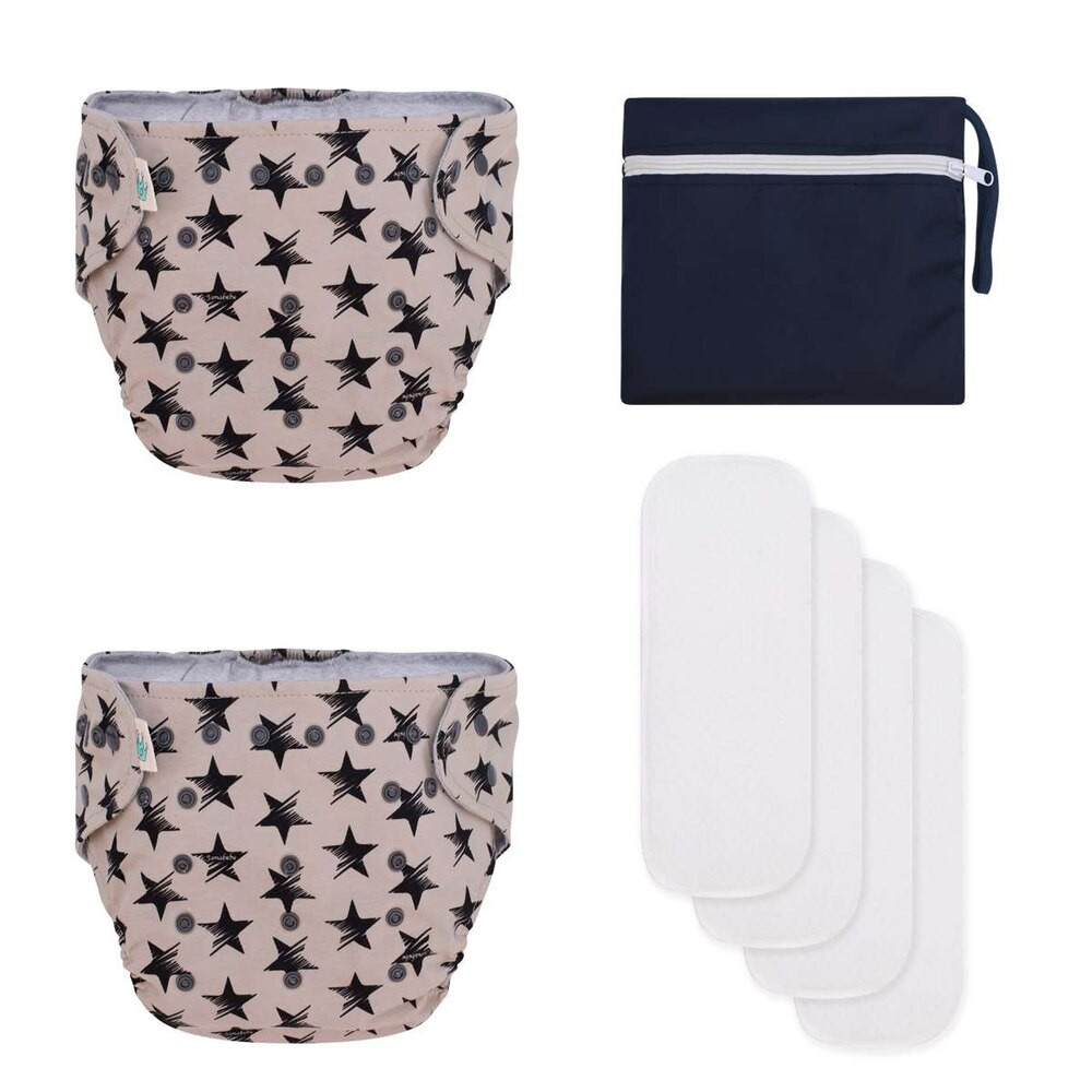 Pack de 2 pañales ecológicos + 4 compresas absorbentes Jyoko Dark Sky