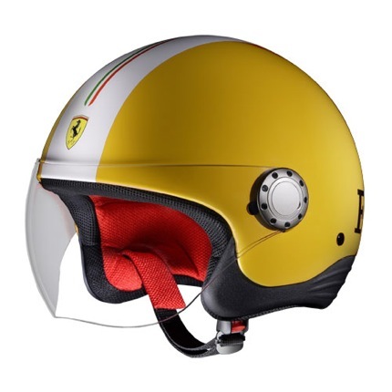 Rosso Ferrari casco moto amarillo