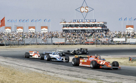 Gilles Villeneuve y perseguidores 1981 Jarama 
