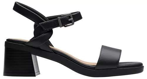 Clarks Jaylan Ray, Sandalia Mujer, Black Leather, 35.5 EU