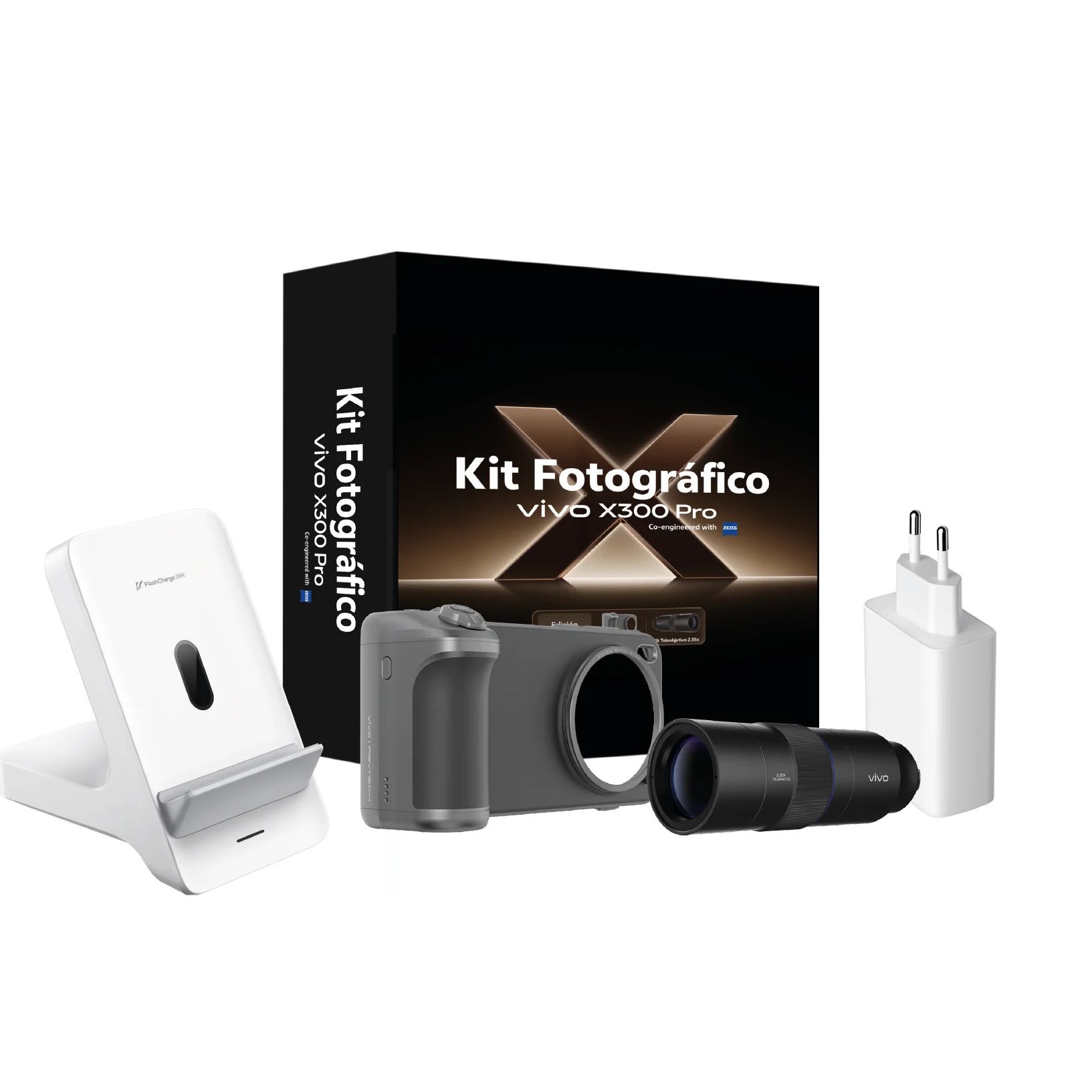 Pensado para los auténticos amantes de la fotografía, el kit fotográfico del vivo X300 Pro incluye los accesorios de carga de la oferta de lanzamiento (cargador de pared e inalámbrico), sumando además el extensor de teleobjetivo vivo ZEISS 2,35x y la empuñadura de cámara. Un regalo 10/10 si ya estás preparando la lista de los Reyes Magos.