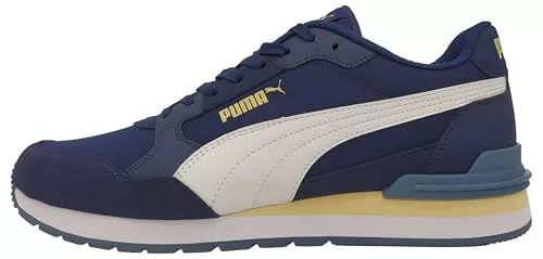 Puma St Runner V4 NL - Zapatillas de Deporte Unisex para Adulto, Lona Blanca Puma Azul Persiana, 42 EU