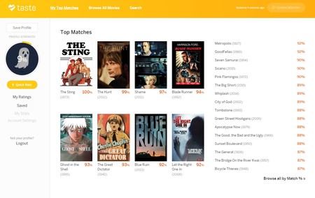 Una web te recomienda las películas que encajan con tus gustos