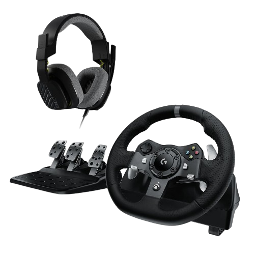 Volante - Combo Logitech G G920 + Auriculares gaming ASTRO A10, Xbox/PC, Force Feedback, Pedales ajustables, Giro 900°, Micrófono volteable, Negro
