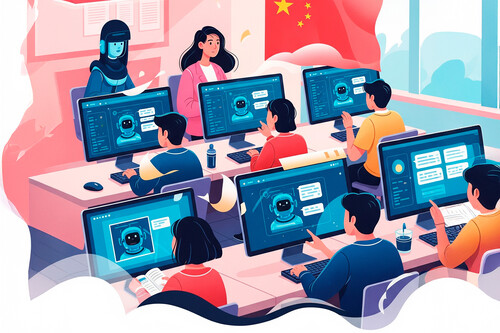 IA na sala de aula: a China já está adotando / Imagem: Xataka com Gemini 2.5 Flash | Igor Omilaev